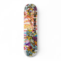 Colourful JUST PHONE ME grunge grafitti skateboard