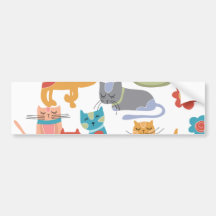 Colourful Kitty Cats Print Gifts for Cat Lovers Bumper Stickers