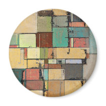 Colourful Lattice Abstract Art Round Magnet