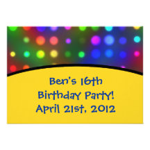 Colourful Lights 16th Birthday Party Invitation