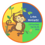 Colourful Little Monkey Address Label stickers