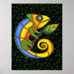 Colourful Lizard on a Branch Original Painting posters