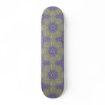 Colourful Mandala Purple With Yellow Circles skateboards