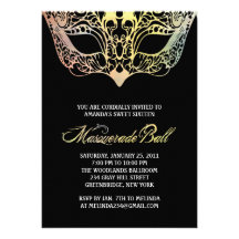 Colourful Mask Masquerade Invitations