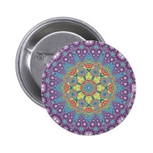 Colourful Meditation Mandala Pinback Buttons