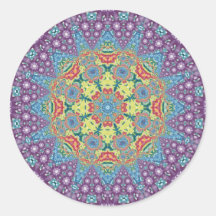 Colourful Meditation Mandala Round Stickers