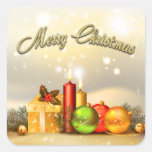 Colourful Merry Christmas Candle Decorations Sticker
