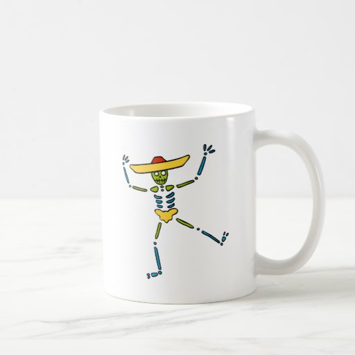 Colourful Mexican Dancing Skeleton Mugs