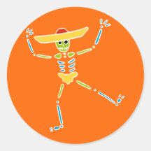 Colourful Mexican Dancing Skeleton Stickers
