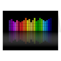 Colourful Music Equalizer w/Reflection, Cool Techn Greeting Cards