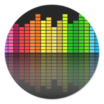 Colourful Music Equalizer w/Reflection, Cool Techn Sticker