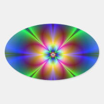 Colourful Neon Daisy Oval Stickers