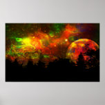 Colourful night sky poster posters