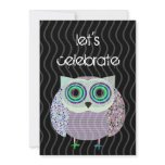 colourful owl birthday invitation party