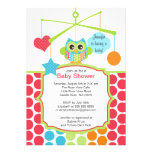 Colourful Owl Mobile Baby Shower Invitations
