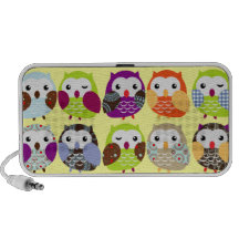 Colourful Owl pattern doodle speakers