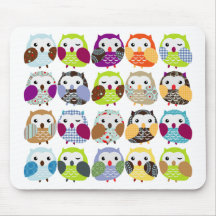 Colourful Owl Pattern Mousepads
