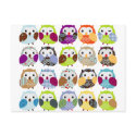 Colourful Owl Pattern postcards