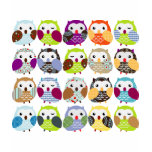 Colourful Owl Pattern t-shirts