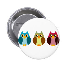 Colourful Owl Trio Pinback Button