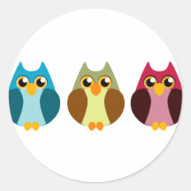 Colourful Owl Trio Sticker