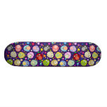 Colourful Owls and Flowers Design Custom Skate Board