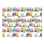 Colourful owls on a branch post card