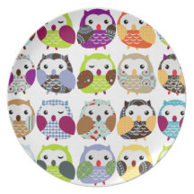 Colourful Owls Plate