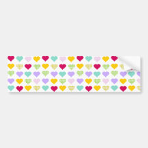 Colourful pastel hearts pattern bumper sticker