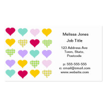 Colourful pastel hearts pattern business cards