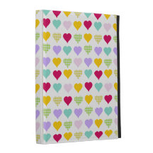 Colourful pastel hearts pattern iPad folio covers