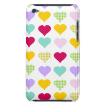 Colourful pastel hearts pattern iPod touch cases