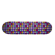Colourful pastel hearts pattern skateboard deck