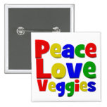 Colourful Peace Love Veggies Buttons