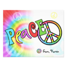 Colourful PEACE Note Card Invitations