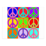Colourful Peace Sign Warhol Design Postcard
