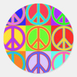 Colourful Peace Sign Warhol Design Round Stickers