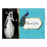 Colourful Peacock Wedding Photo Thank You Card