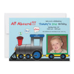 Colourful Photo Train Birthday Invitation