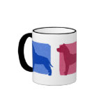Colourful Pit Bull Silhouettes mugs