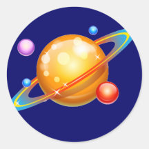 Colourful Planets Round Sticker