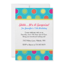 Colourful Polka Dot Themed Birthday Party Invites