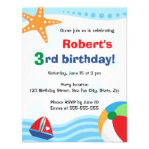 Colourful pool or beach party invitation for kids