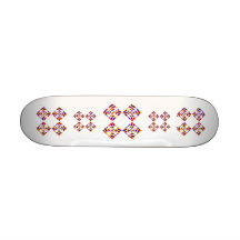 Colourful Primary Stripe Flowers. On White. Skate Deck