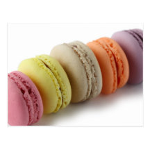 Colourful rainbow bright macarons macaron postcard