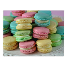 Colourful rainbow bright macarons macaron postcard