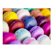 Colourful rainbow bright macarons macaron postcard