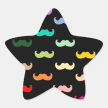 Colourful Rainbow Moustache pattern on black Star Sticker