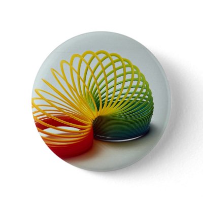 Colorful Rainbow slinky toy for kids Pinback Button