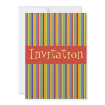 Colourful Retro Early 1960s Stripes - Invitation